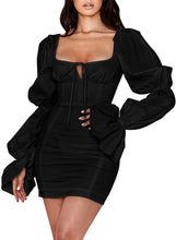 Load image into Gallery viewer, XODOLF Womens Sexy Puff Long Sleeve Club Bodycon Party Evening Dress